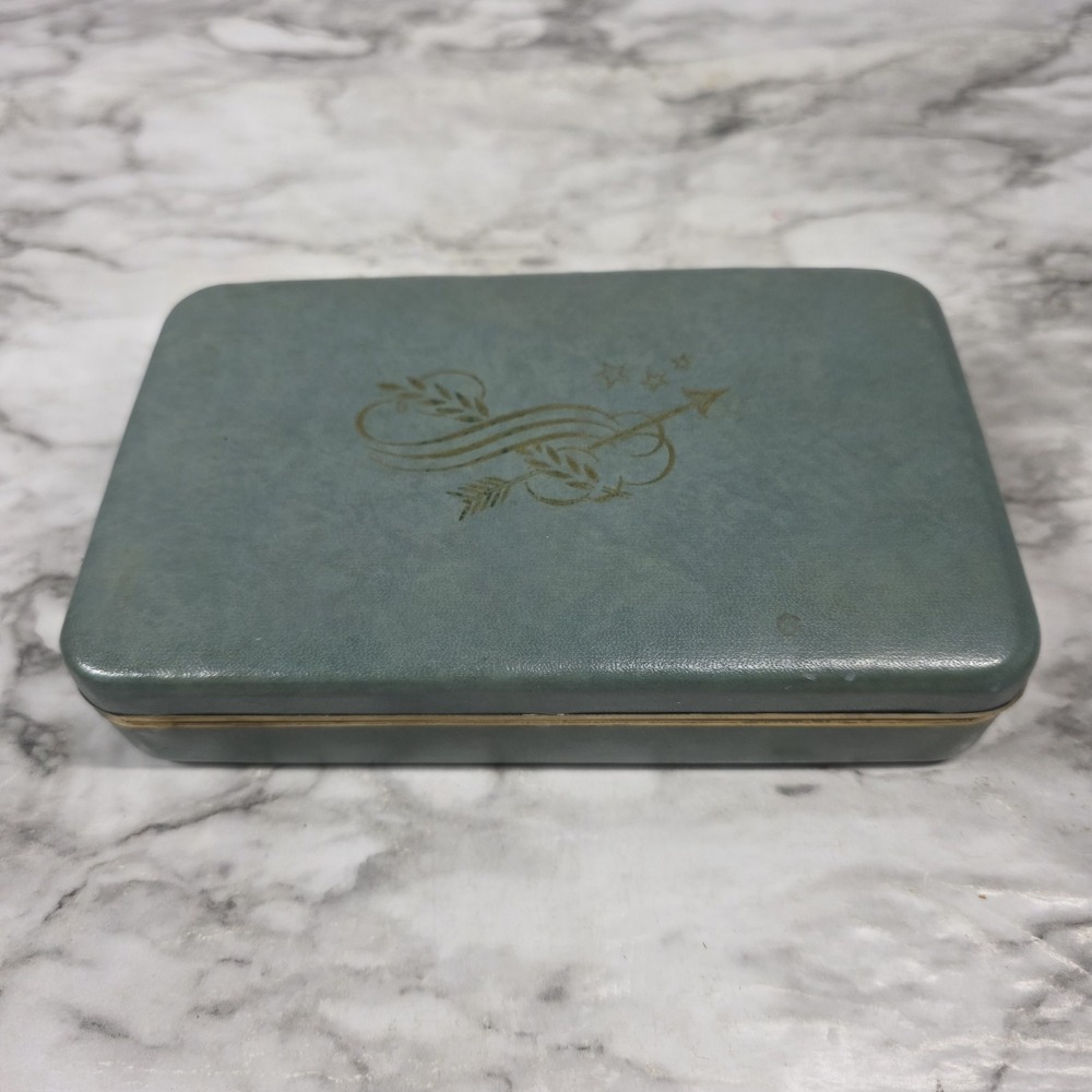 Vintage Genuine Tory Jewel Box 50's 60's Blue Velvet Interior READ Description